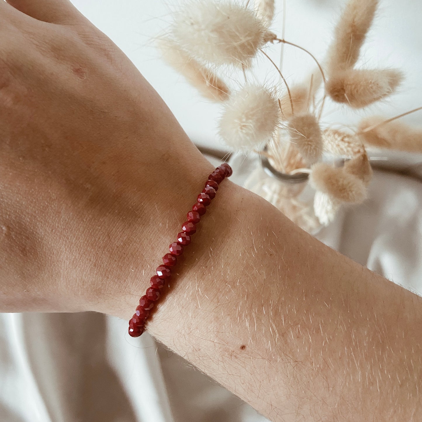 Burgundy facet bracelet