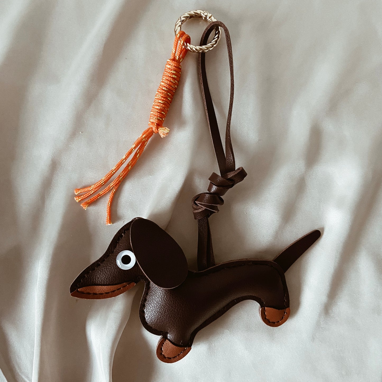 Bag charm - orange teckel