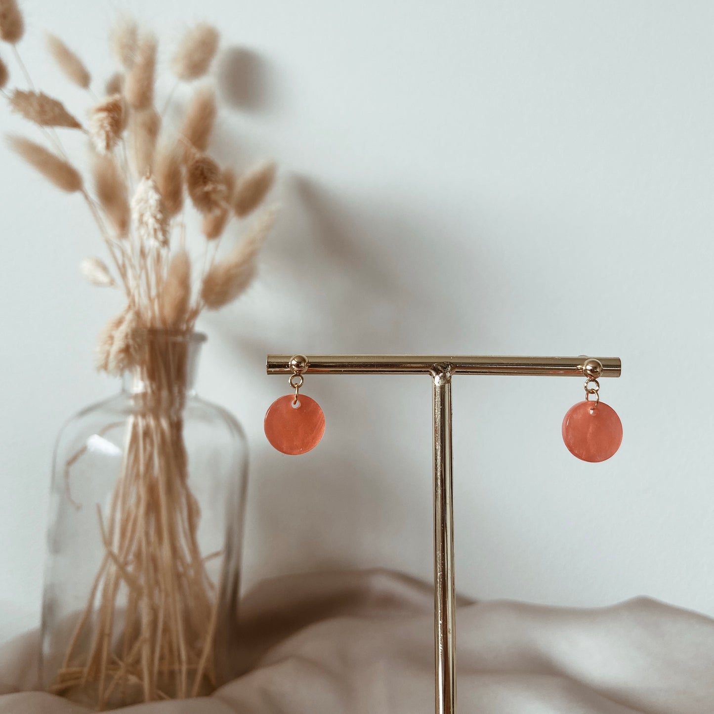Coral circle earrings